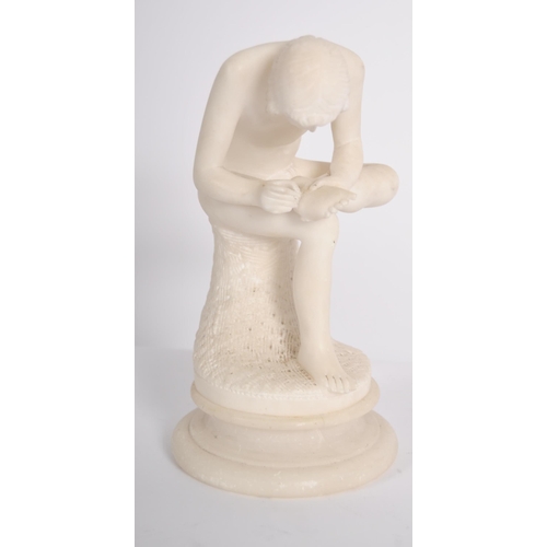 265 - A 19th Century Italian Grand Tour white marble alabaster figurine depicting the boy with thorn in fo... 