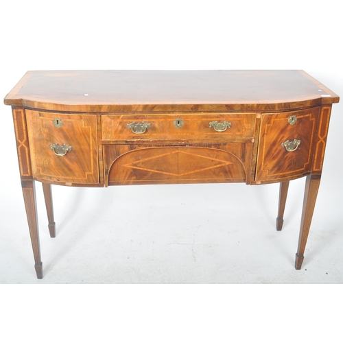 271 - A 19th Century George III Regency mahogany sideboard / serving buffet of bowed form having a crossba... 