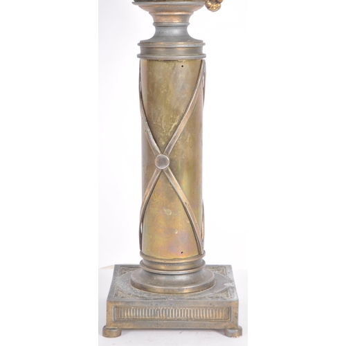 28 - Attributed to Bradley & Hubbard - An early 20th Century Arts & Crafts table lamp. Palm tree form wit... 