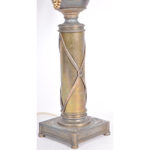 28 - Attributed to Bradley & Hubbard - An early 20th Century Arts & Crafts table lamp. Palm tree form wit... 