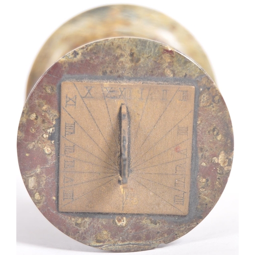 285 - A 19th Century Cornish serpentine marble sundial comprising of a bronze sundial to top set to a Corn... 