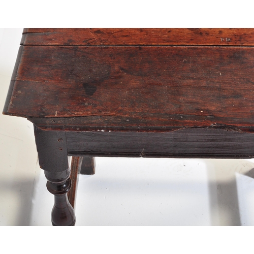 29 - An 18th Century George II English period oak side table / lowboy table. Square top with single drawe... 