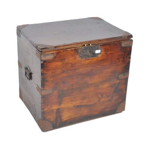 30 - A mid 19th Century Military Campaign mahogany and pine silver chest trunk box. Typical form with not... 