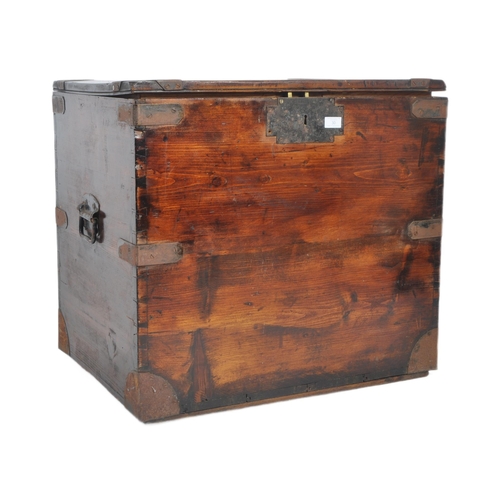 30 - A mid 19th Century Military Campaign mahogany and pine silver chest trunk box. Typical form with not... 