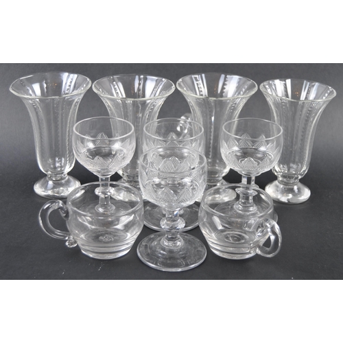 306 - A collection of 10 x 19th century glassware. To include: four cut glass syllabub glasses, 4 x cut gl... 