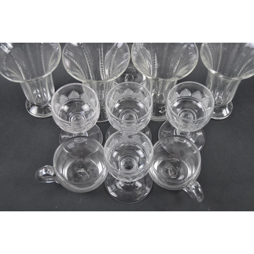 306 - A collection of 10 x 19th century glassware. To include: four cut glass syllabub glasses, 4 x cut gl... 