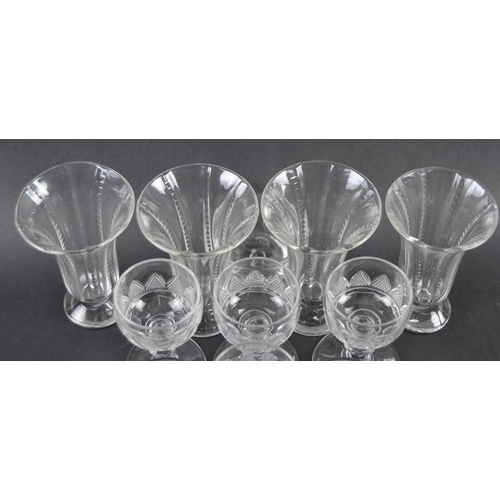 306 - A collection of 10 x 19th century glassware. To include: four cut glass syllabub glasses, 4 x cut gl... 