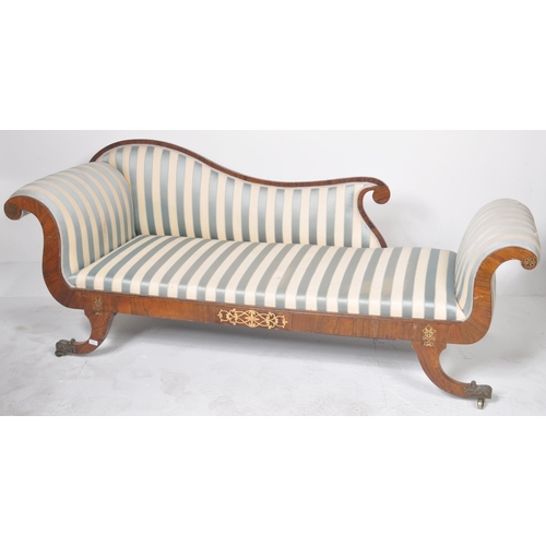 311 - An early 19th Century Regency rosewood & brass inlaid chaise longue daybed in the manner of Gillows ... 