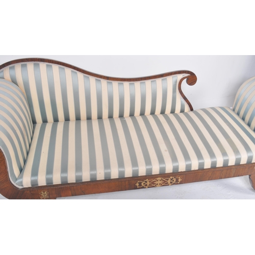 311 - An early 19th Century Regency rosewood & brass inlaid chaise longue daybed in the manner of Gillows ... 