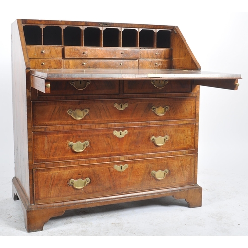 32 - An 18th Century George III Queen Anne revival walnut bureau writing table desk. Folding drop down fr... 