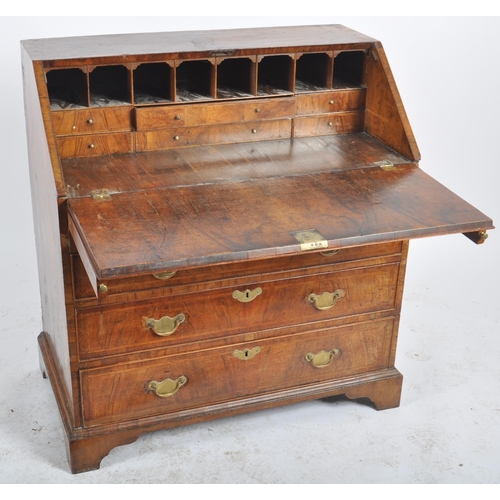 32 - An 18th Century George III Queen Anne revival walnut bureau writing table desk. Folding drop down fr... 