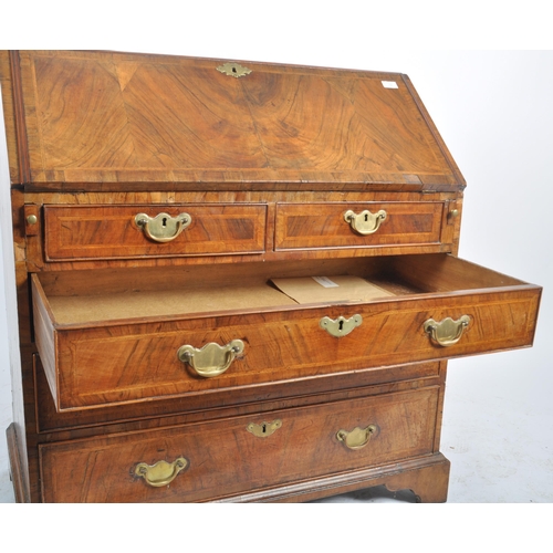 32 - An 18th Century George III Queen Anne revival walnut bureau writing table desk. Folding drop down fr... 