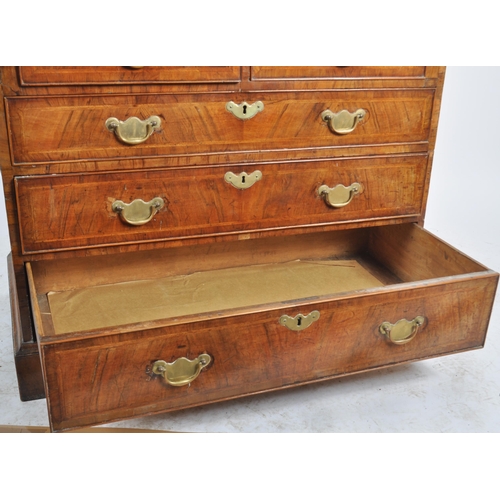 32 - An 18th Century George III Queen Anne revival walnut bureau writing table desk. Folding drop down fr... 