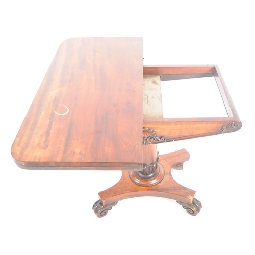 328 - A 19th Century Victorian mahogany fold over card games table having a swivel fold over top with gree... 