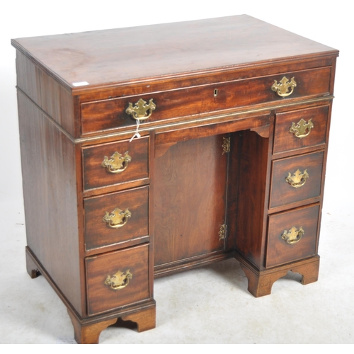 329 - An 18th Century Georgian George III mahogany knee hole writing table desk. Writing area to top with ... 