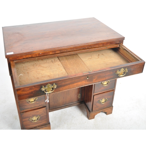 329 - An 18th Century Georgian George III mahogany knee hole writing table desk. Writing area to top with ... 