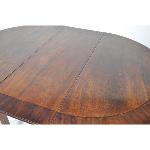 331 - A 19th Century George III mahogany D end extending dining table comprises two demi lune form side ta... 