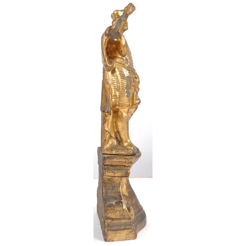 333 - An 18th Century carved giltwood figurine depicting King Wenceslas raised on pedestal base. Carved de... 