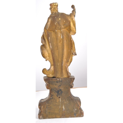 333 - An 18th Century carved giltwood figurine depicting King Wenceslas raised on pedestal base. Carved de... 