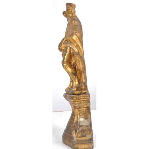 333 - An 18th Century carved giltwood figurine depicting King Wenceslas raised on pedestal base. Carved de... 