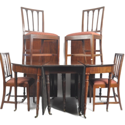 34 - A large 19th Century Regency extending mahogany D end pedestal dining table and set of 8 chairs . Co... 