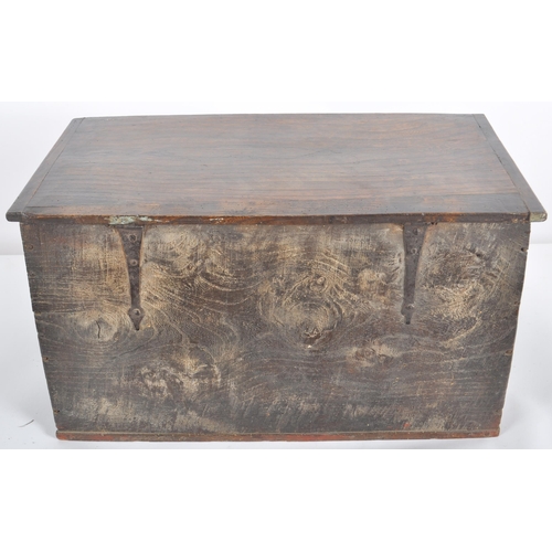 342 - A 17th century and later oak carved bible box. Of large proportions, the hinged lid opening to revea... 