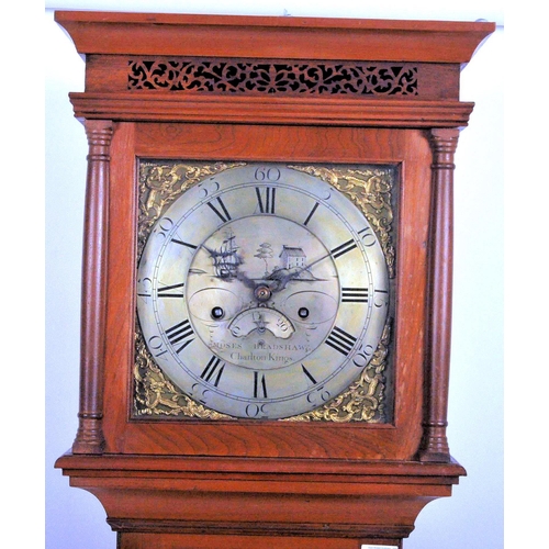 350 - An 18th Century George II Longcase clock by Moses Bradshaw of Charlton Kings Cheltenham Brass face w... 