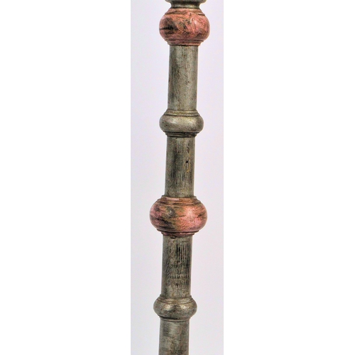 360 - A pair of early 20th century ecclesiastical altar pine pricket candle sticks. Of large proportions, ... 