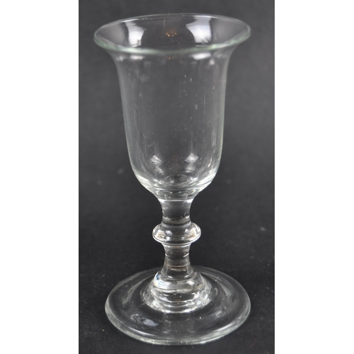 370 - A collection of 18th century glassware. To include a B handled jelly glass, a dwarf ale glass, a pla... 