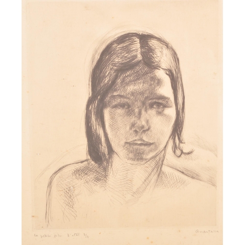 382 - Pierre Guastalla (1891-1968) - A French dry point etching / engraving entitled La Petite Fille depic... 