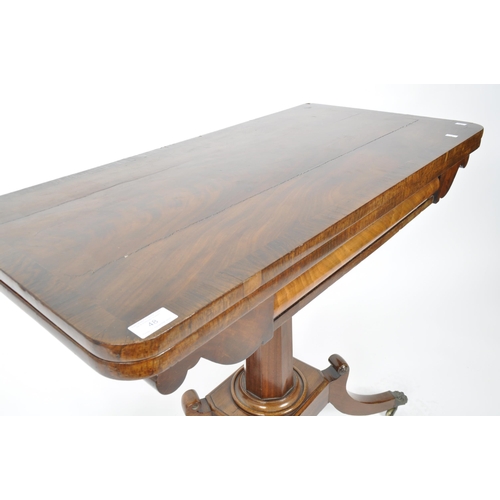 397 - A 19th Century rosewood side occasional card games table. Fold over top with green baize lining with... 