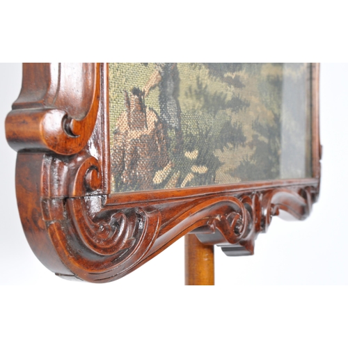 401 - A 19th Century country house Victorian mahogany fireside discretion pole screen. Raised on carved sc... 