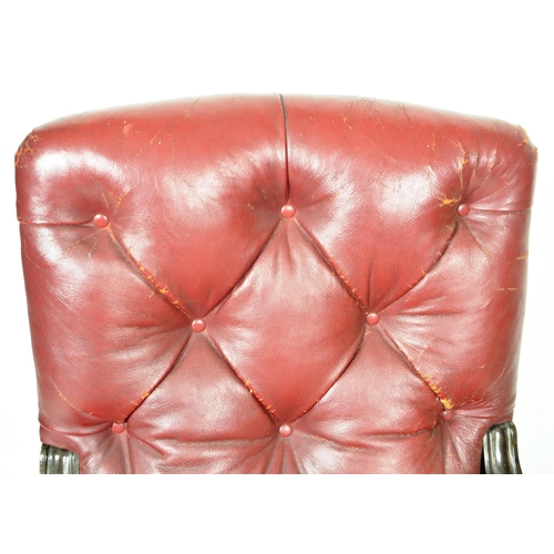 405 - A 19th Century Victorian leather chesterfield library reading fireside club armchair arm chair. Butt... 