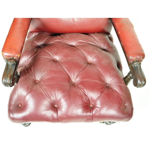 405 - A 19th Century Victorian leather chesterfield library reading fireside club armchair arm chair. Butt... 