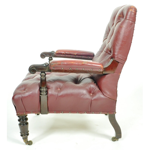 405 - A 19th Century Victorian leather chesterfield library reading fireside club armchair arm chair. Butt... 