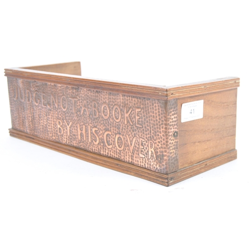 41 - A 19th Century Victorian Newlyn School copper arts & crafts book trough. Hammered panel to front wit... 