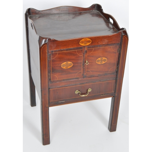 415 - An early 19th Century George III mahogany gallery edged nightstand bedside. Gallery edge with pierce... 