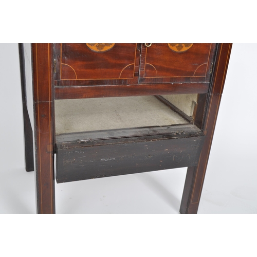 415 - An early 19th Century George III mahogany gallery edged nightstand bedside. Gallery edge with pierce... 