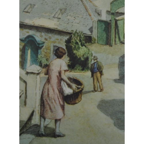 424 - A pair of signed coastal prints by Herbert Truman. Both prints depicts scenes from St Ives in Cornwa... 