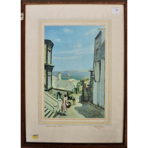 424 - A pair of signed coastal prints by Herbert Truman. Both prints depicts scenes from St Ives in Cornwa... 