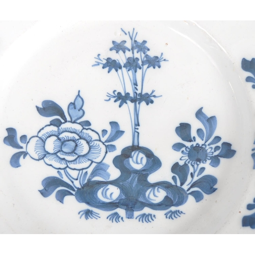 427 - A pair of 18th Century Dutch Delft tin glazed earthenware blue and plates. Hand painted blue and whi... 