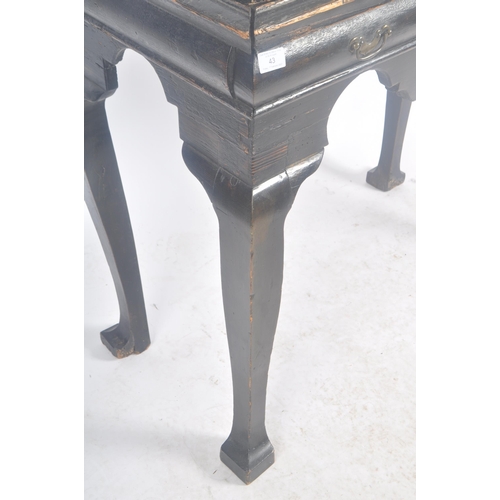 43 - An 18th Century George III ebonised painted side table hall table console table. Faux marble top wit... 