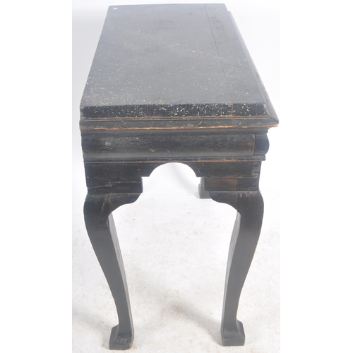 43 - An 18th Century George III ebonised painted side table hall table console table. Faux marble top wit... 