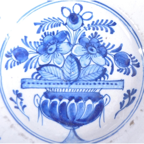 431 - A pair of 18th Century Dutch Delft tin glazed earthenware blue and plates. Hand painted blue and whi... 