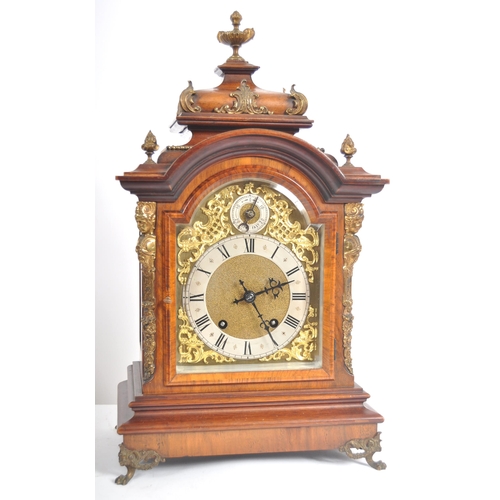 432 - A late 19th Century walnut and mahogany bracket clock. 8 day sprung movement striking on two coiled ... 