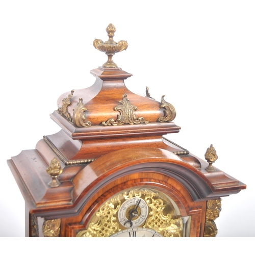 432 - A late 19th Century walnut and mahogany bracket clock. 8 day sprung movement striking on two coiled ... 