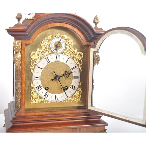 432 - A late 19th Century walnut and mahogany bracket clock. 8 day sprung movement striking on two coiled ... 