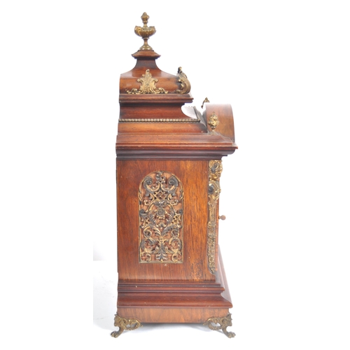 432 - A late 19th Century walnut and mahogany bracket clock. 8 day sprung movement striking on two coiled ... 