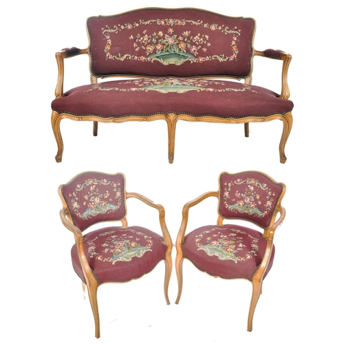 433 - A 19th Century Swedish three pieces walnut framed salon suite comprising of a two seater canape / so... 