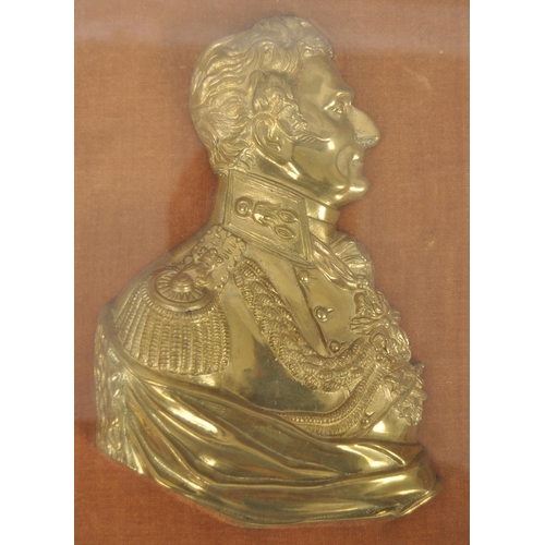 438 - A 19th century Victorian gilt metal portrait relief plaque of Field Marshal Sir Arthur Wellesley, 1s... 